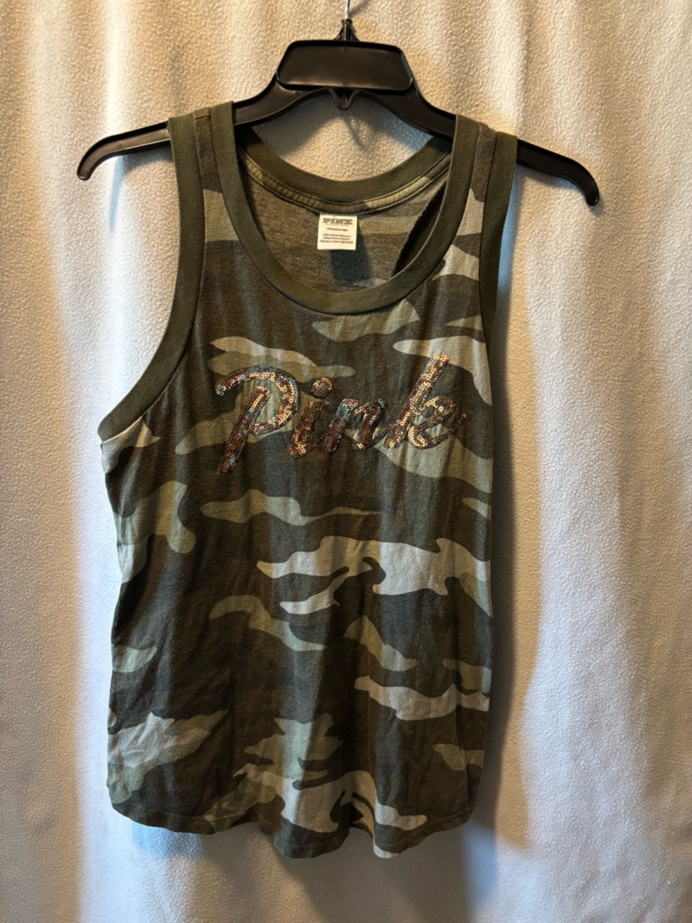 Victoria's Secret PINK Olive Green Camo Tank Top